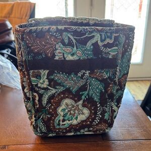 Vera Bradley Paisley Fabric Basket in Brown and Teal